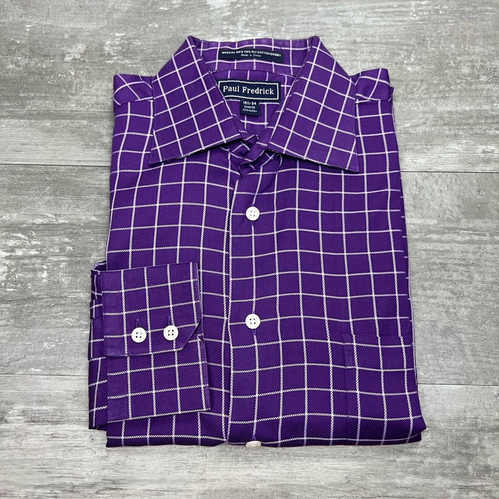 purple windowpane dress shirt Duchamp London Men's Windowpane Dress Shirt